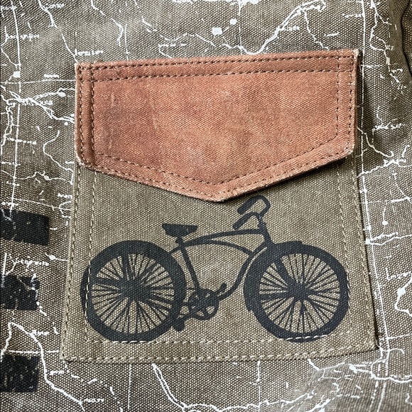 Mona B large Tote Farmers Market recycled travel bag purse leather straps zip - Picture 6 of 9